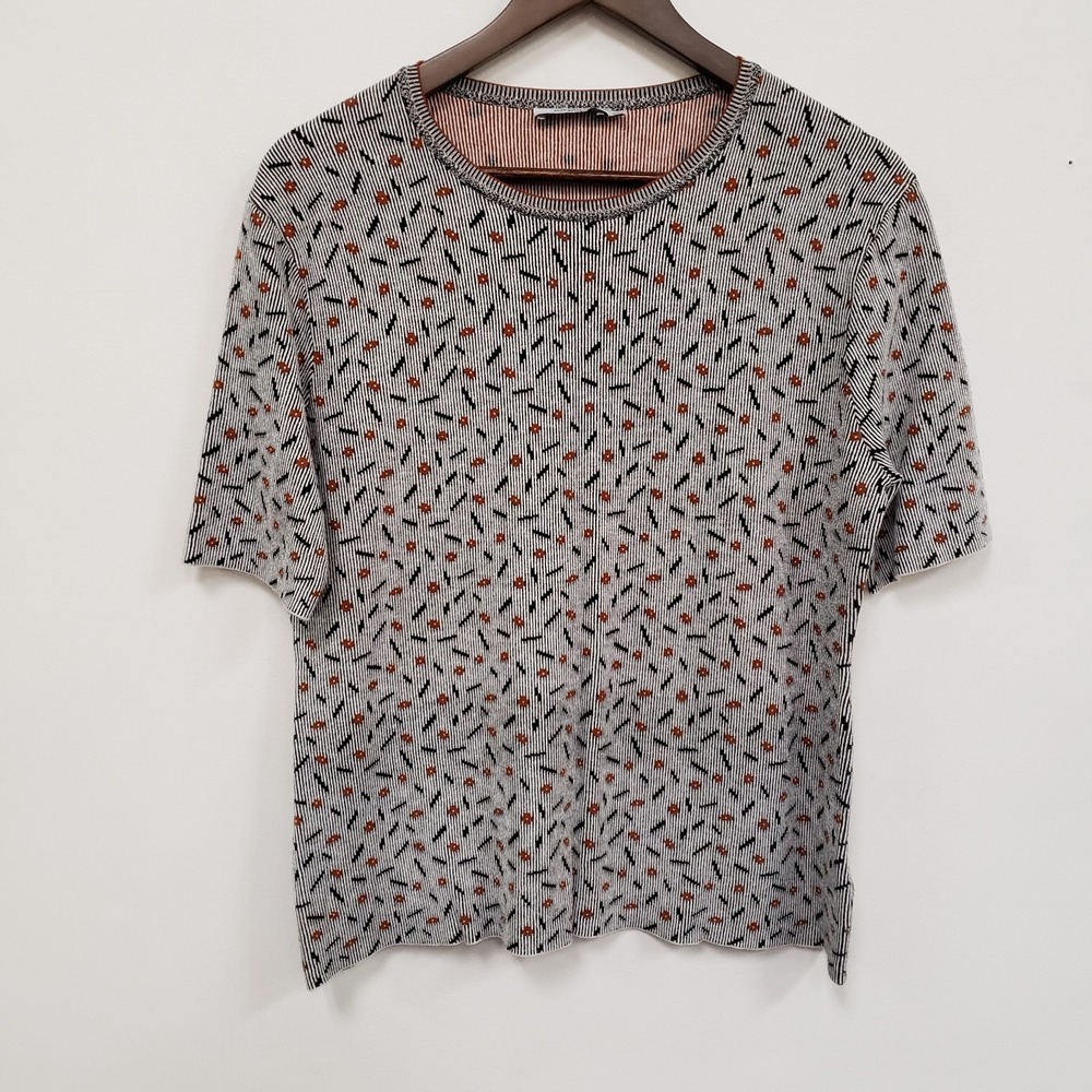Mm Lafleur Womens The‎ Chloe Sprinkle Knit Top Size XXL Gray Short Sleeve Ribbed